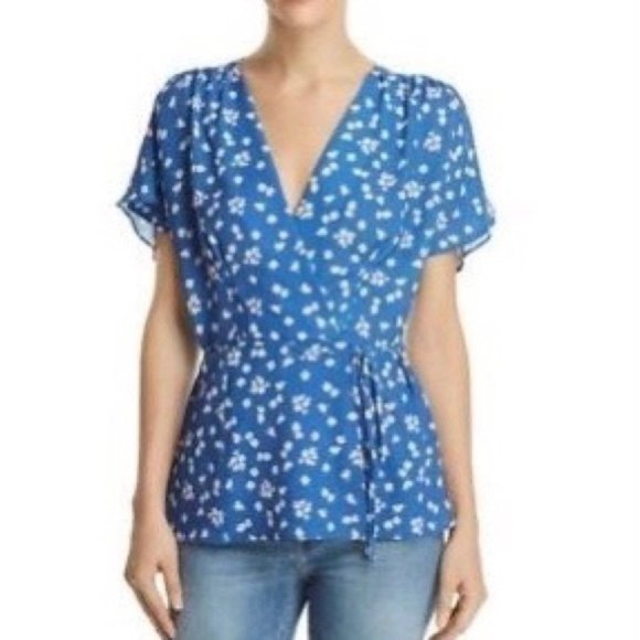 French Connection Tops - FRENCH CONNECTION Floral Pleated Wrap Top